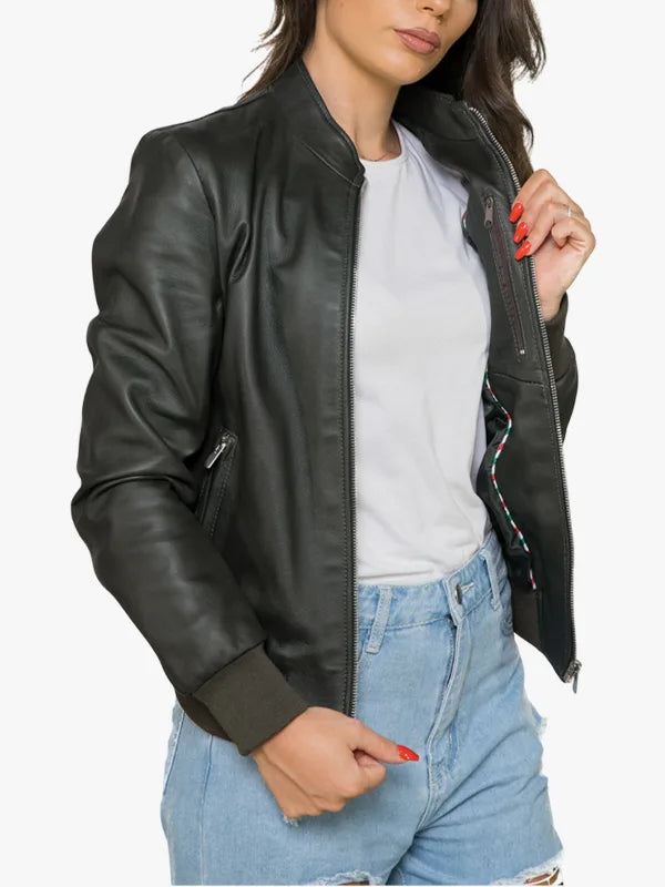 Vittoria Womens Green Bomber Jacket