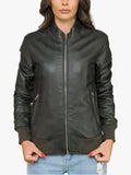Vittoria Womens Green Bomber Zip-Up Jacket