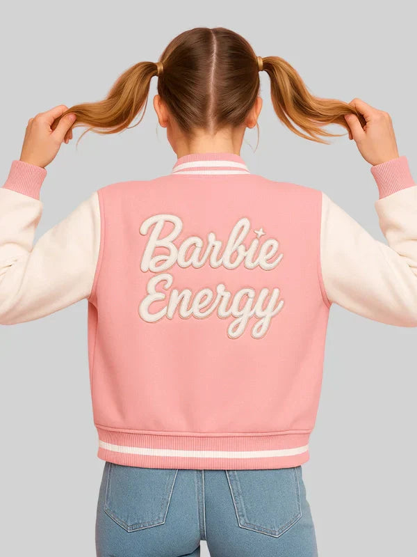 Walter Jackets Women's Pink Barbie Energy Varsity Jacket