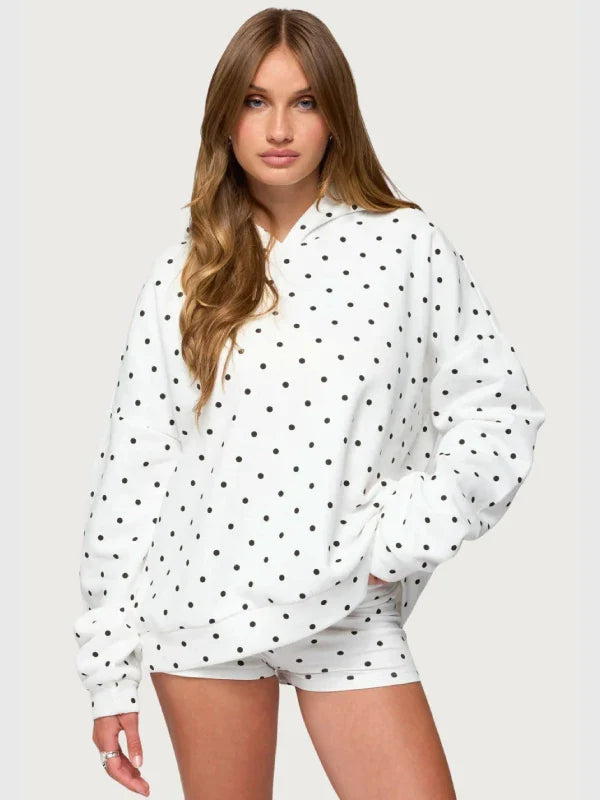 White Chelsie Polka Dot Hoodie Edikted