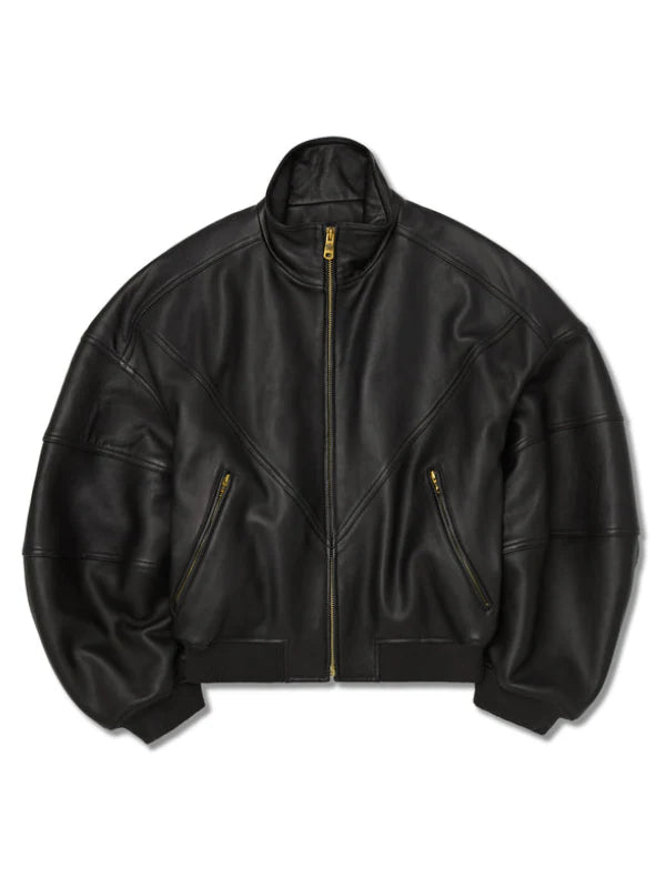 Willy Chavarria Ruff Rider Leather Jacket Black