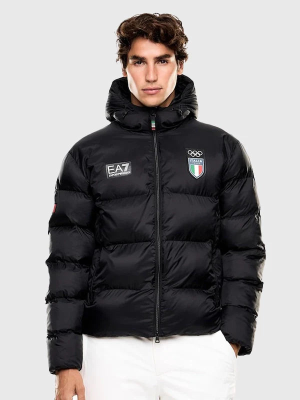 Winter Olympics 2026 Team Italia EA7 Puffer Jacket Black