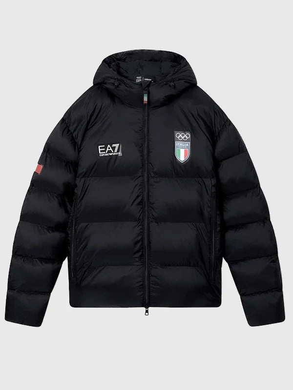 Winter Olympics 2026 Team Italy EA7 Emporio Armani Puffer Jacket Black