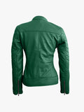 Women Green Quilted Leather Jacket