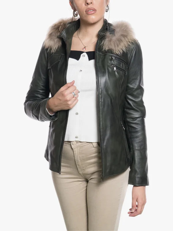 Women Michelina Cap Green Jacket