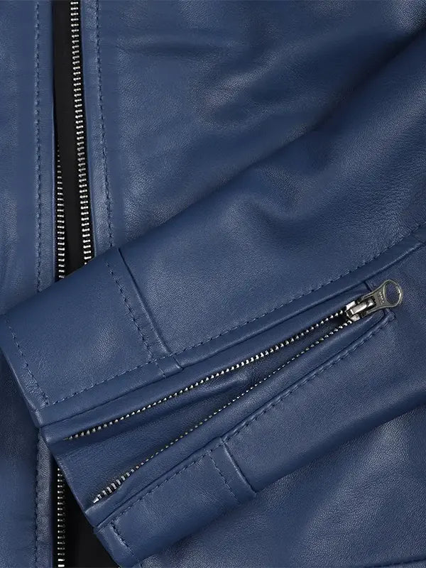 Women Biker Jacket blue Leather