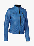 Women Waxed Biker Leather Jacket