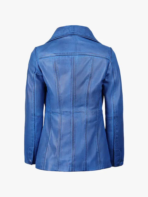 Women’s Leather Coat with Shirt Style Collar