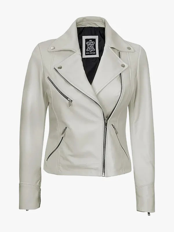 Women’s Off White Lambskin Leather Jacket