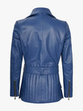 Women’s Shirt Collar Blue Moto Jacket