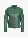 Womens Café Racer Biker green Jacket
