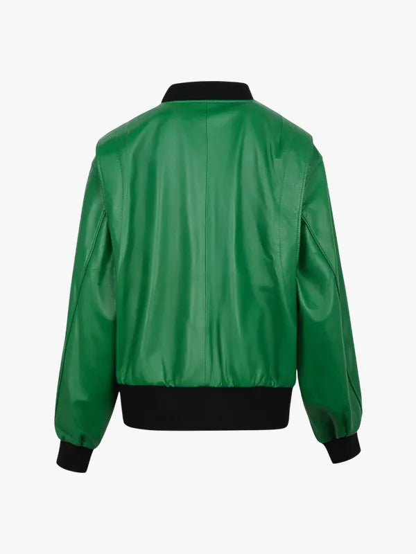 Womens Premium Leather Bubble Sleeve Jacket