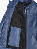 Womens Real Lambskin Blue Quilted Biker Jacket