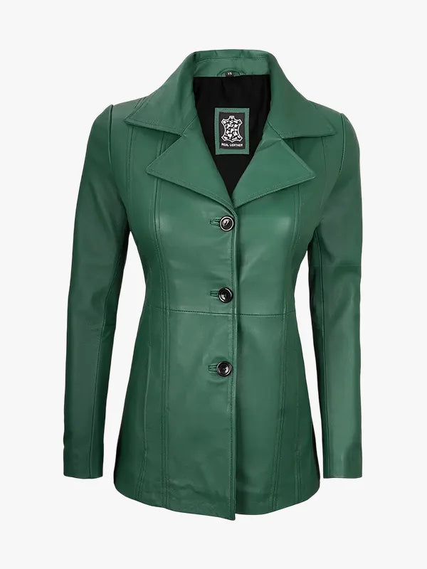 Womens Three Button Green Blazer