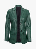Womens Two Button Asymmetrical Green Blazer