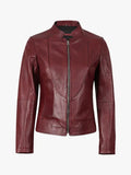 Womens Biker Maroon Leather Jacket
