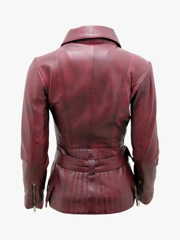 Womens Leather Biker Long Jacket Quito