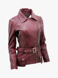 Womens Long Real Leather Biker Jacket Quito