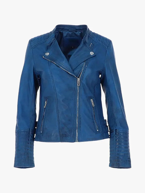 Womens Royal Blue Biker Jacket