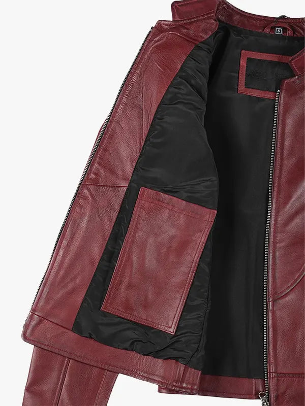 Womens Slim Fit Maroon Leather Jacket