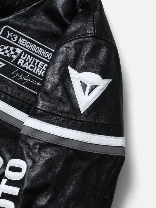 Yohji Yamamoto Y-3 NBHD Black Leather Racer Jacket