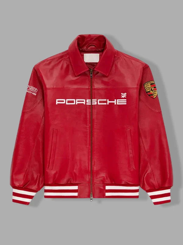 ald porsche leather jacket red