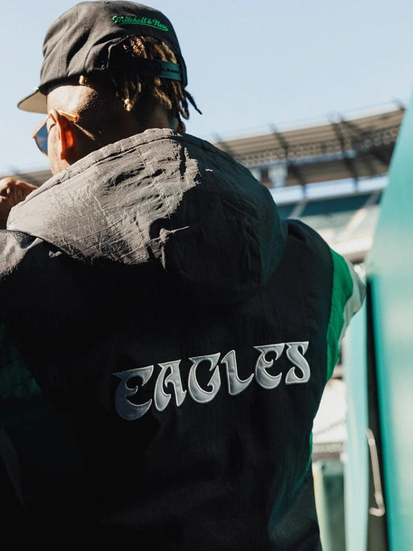 eagles black starter jacket