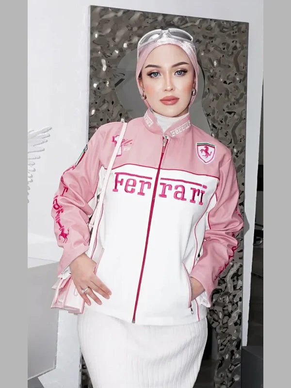 ferrari pink leather jacket