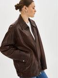 lamarque theia leather jacket brown