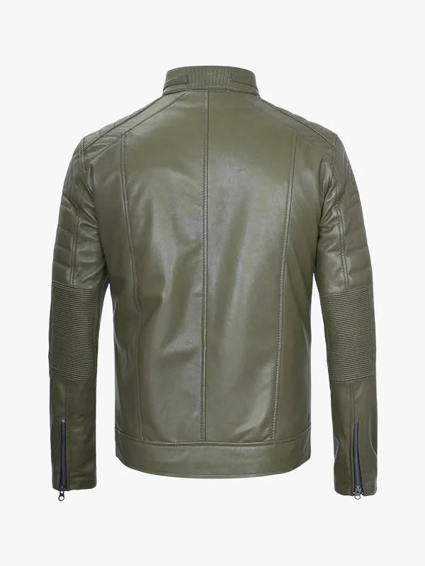 leather Jacket green Olive