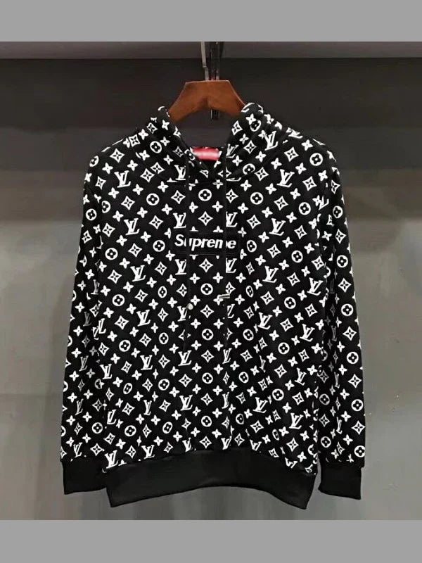 supreme louis vuitton hoodie black