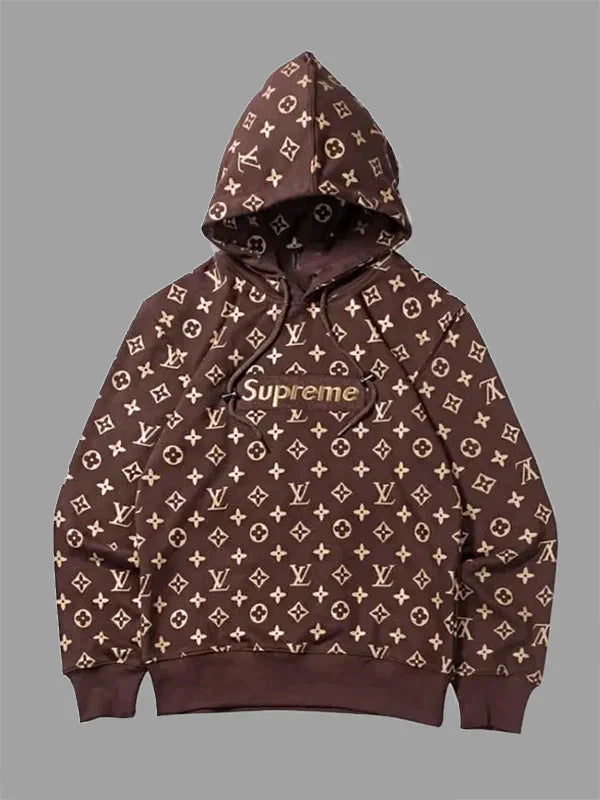 supreme louis vuitton hoodie brown