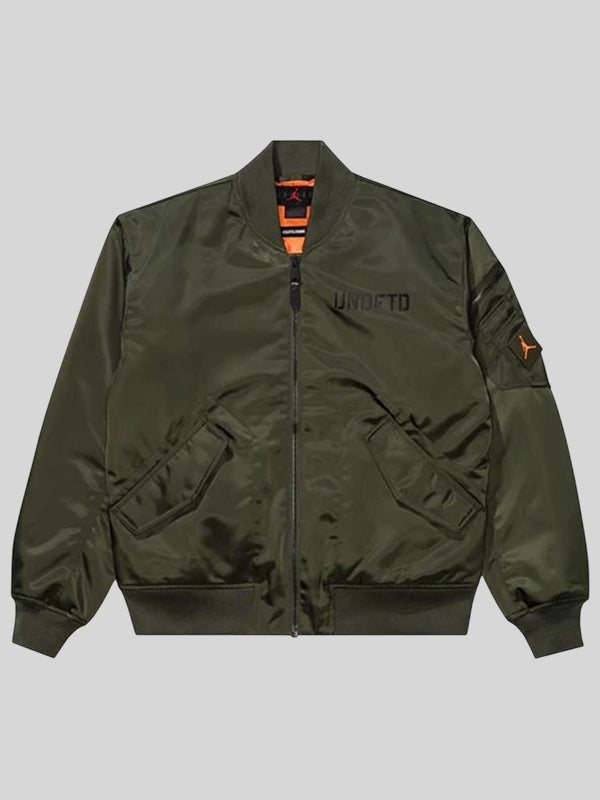undefeated x jordan bomber jacket green