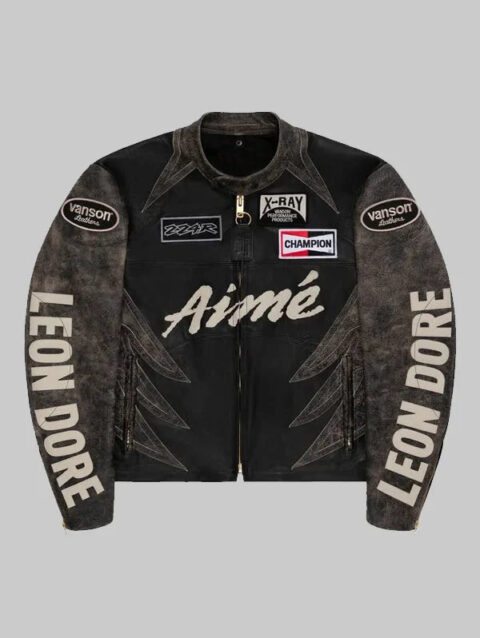 ALD Vanson Distressed Leather Moto Jacket Black