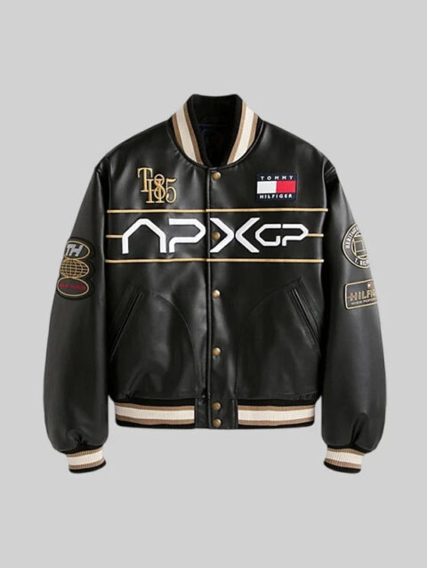 APXGP Tommy Hilfiger F1 Movie Faux-Leather Varsity Jacket Black