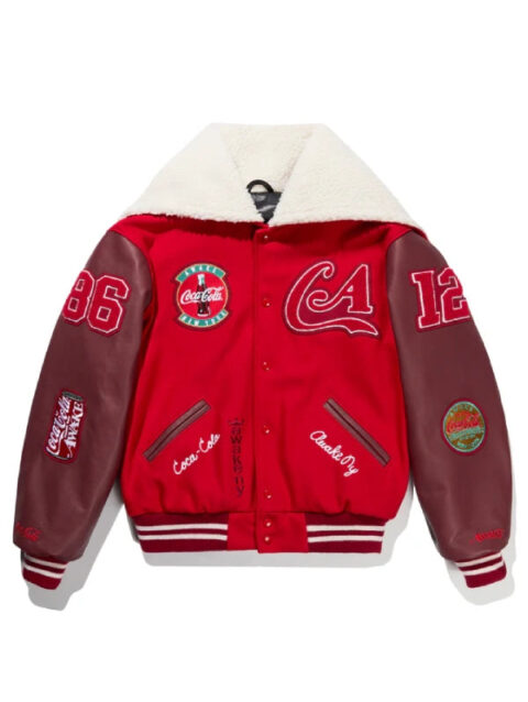 AWAKENY x Coca-Cola Fleece Varsity Jacket Red