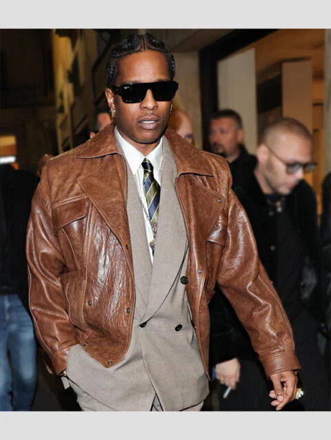 A$AP Rocky Leather Jacket Brown