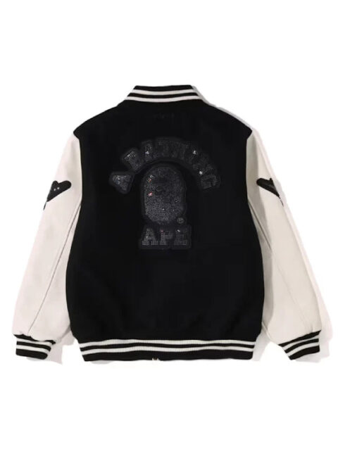 A Bathing Ape x Swarovski Shark Hooded Varsity Jacket
