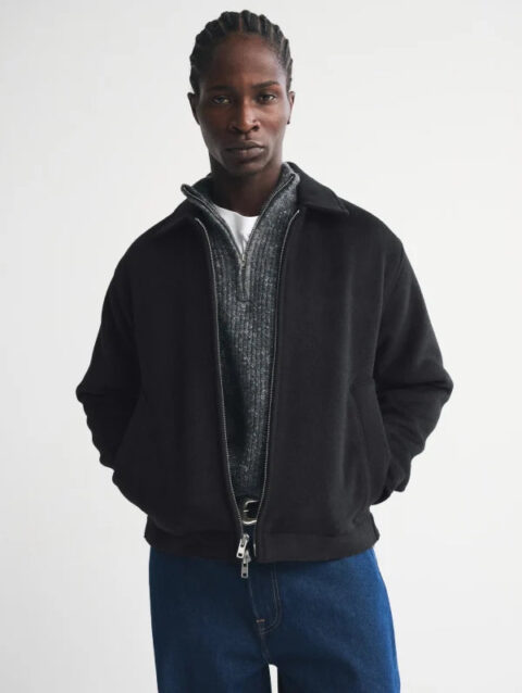 Abercrombie Black Wool-Blend Zip Jacket