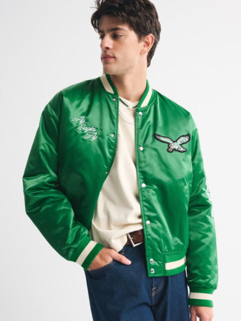 Abercrombie Eagles Varsity Bomber Jacket Green