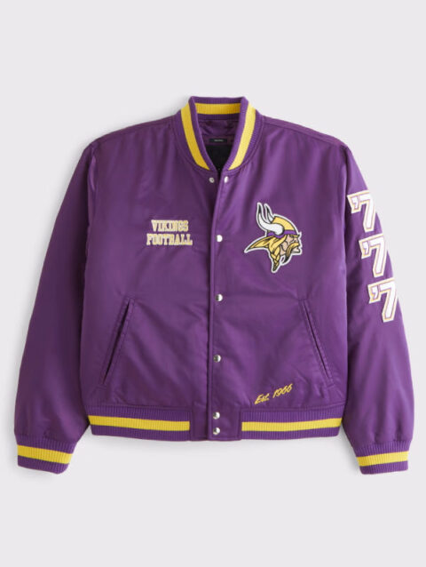 Abercrombie Minnesota Vikings Varsity Bomber Jacket Purple