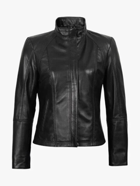 Acerra Womens Leather Cafe Racer Biker Jacket