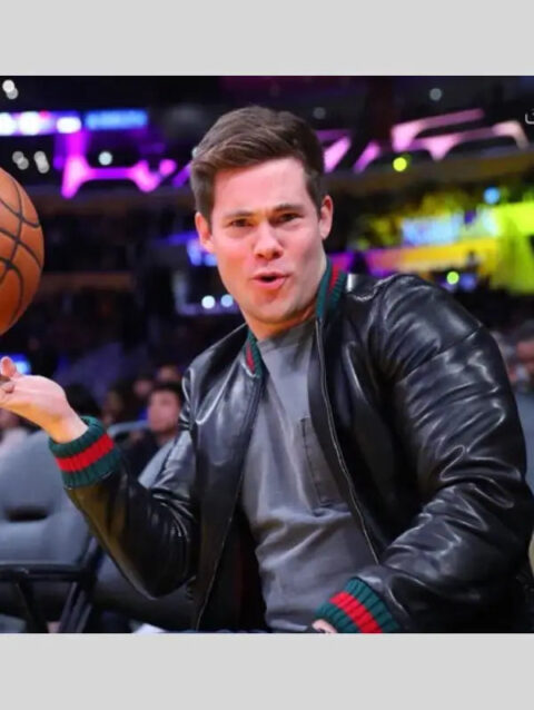 Adam Devine Gucci Leather Bomber Jacket