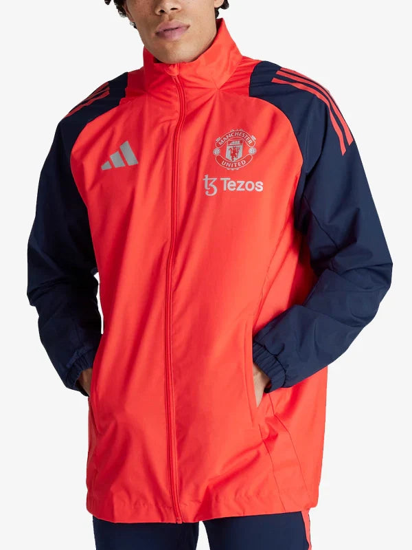 Adidas Manchester United Coaches Training Tiro 24 All Weather Jacket Red