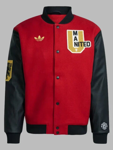 Adidas Manchester United Varsity Jacket Red and Black