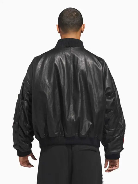 Adidas x Willy Chavarria Leather Bomber Jacket Black