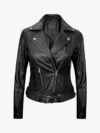 Aldo Womens Asymmetrical Black Leather Jacket