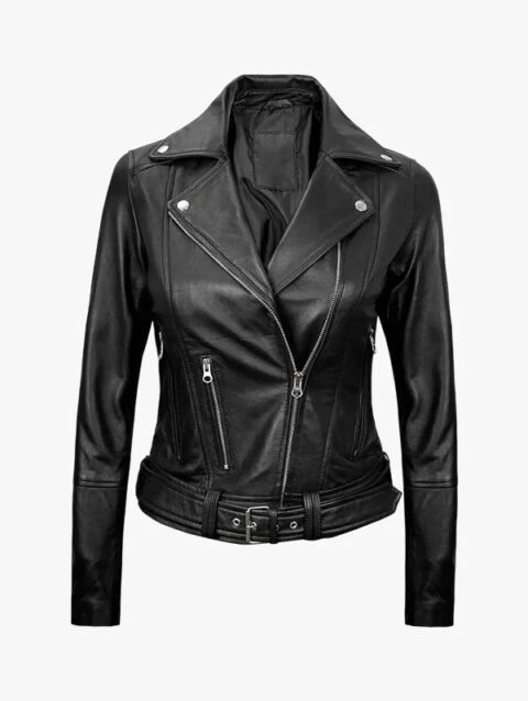 Aldo Womens Asymmetrical Black Leather Jacket