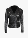Amber Women Asymmetrical Black Leather Biker Jacket