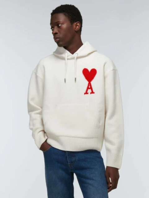 Ami Paris Ami De Coeur Wool Hoodie White